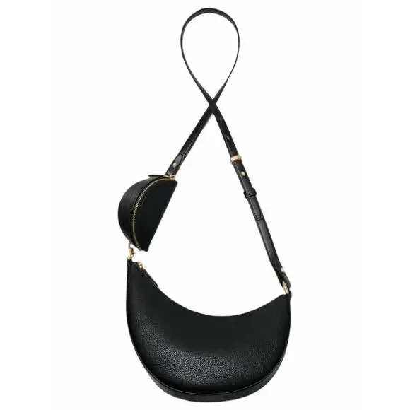 Kate Spade Duo Small Pebbled Leather Crossbody Bag Black Gold - Picture 2 of 16